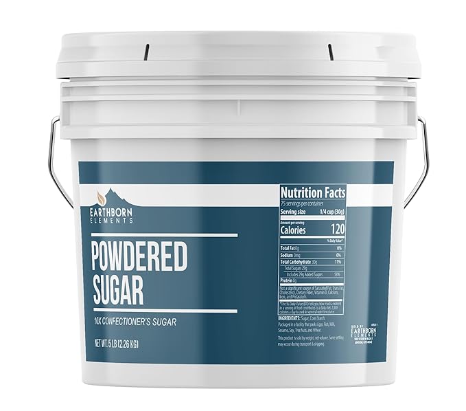 Earthborn Elements Powdered Sugar 1 Gallon Bucket, Baking Essential, Desserts & Candy (80 Ounce)
