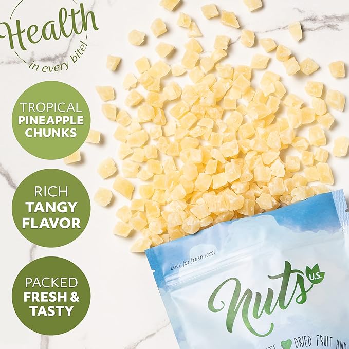 NUTS U.S. – Dried Pineapple Dices | No Added Colors and No Artificial Flavors | NON- GMO | Packed In Resealable Bags!!! (4 LBS)