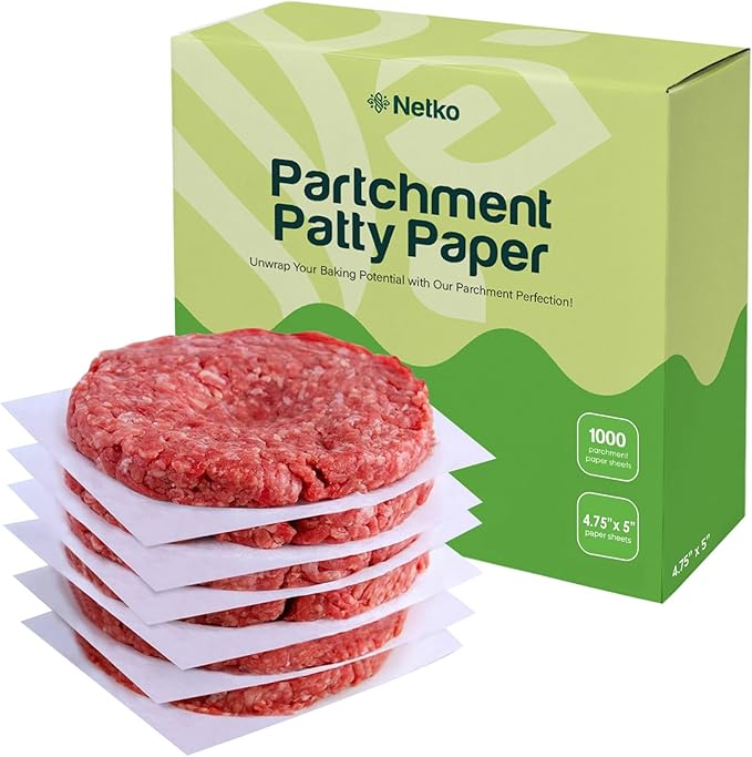 Patty Paper - Hamburger press Patty Paper Sheets 4.75x5" - 1000 Non stick Wax Burger Patty paper Squares for Burger Press, Freezing & More