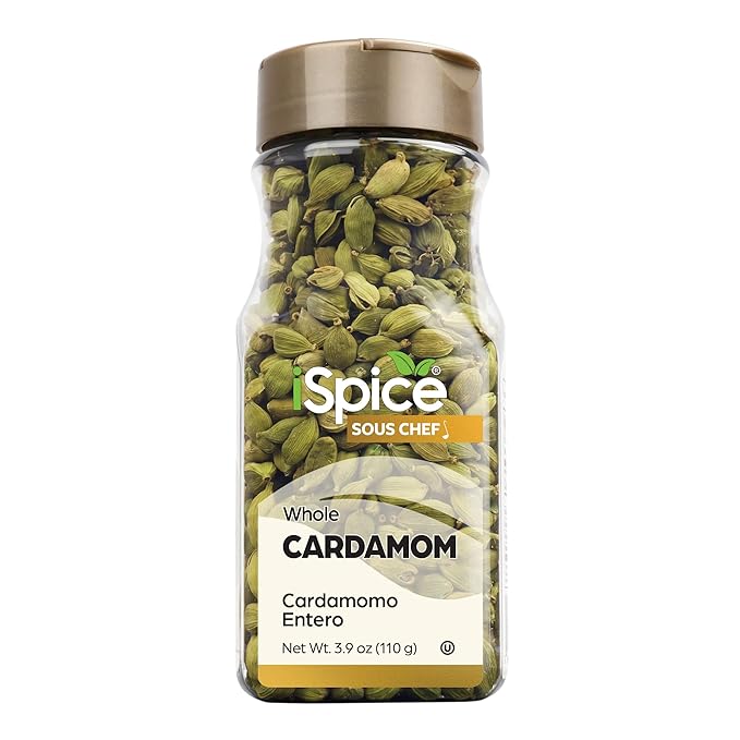 iSpice Cardamom Seeds Whole (3.9 Oz) 110g | Cardamom Pods Whole Pure And Fresh | Kosher | Aromatic Essential Kitchen Herbs