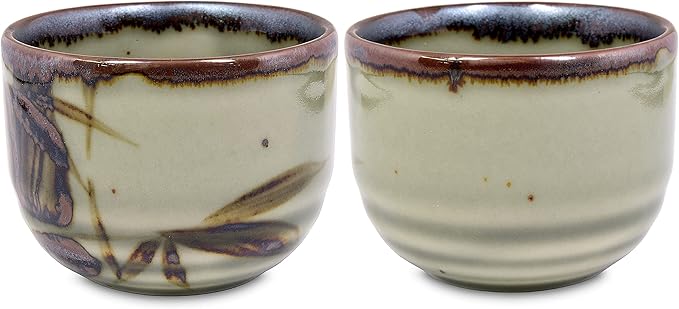 Product of Gifu Japan Japanese Sake Set, 1 Tokkuri Bottle Carafe and 4 Ochoko Cups Ceramic Sake Glasses, 5 Piece Set, Green Mashikodake