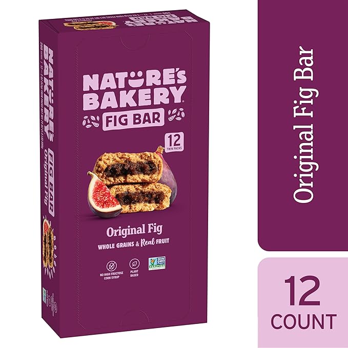 Nature?™s Bakery Whole Wheat Fig Bars, Original Fig, Real Fruit, Vegan, Non-GMO, Snack bar, 1 box with 12 twin packs (12 twin packs)