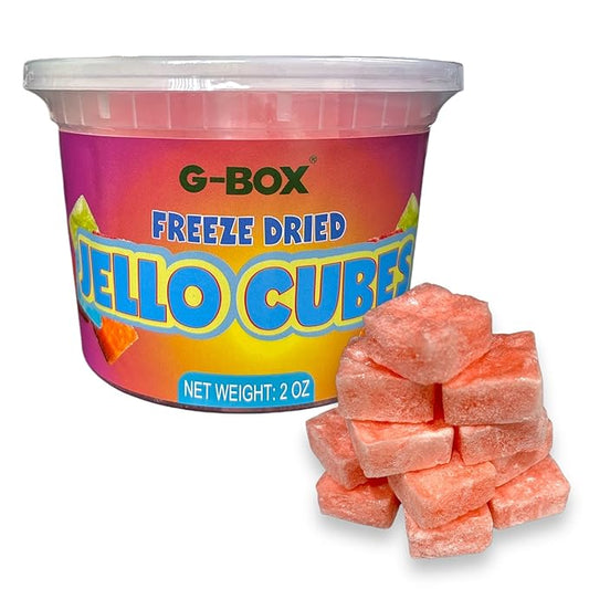 G-Box Freeze-Dried Peach Jello Cubes - 2 oz | USA-Made Freeze Dried Jelly| Freeze Dried Candy | Trending TikTok Snack, TikTok Trend Items, Fruit Jelly Candy (Peach Jelly Snack)