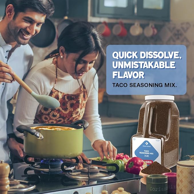 Dependable Food Taco Seasoning - 6 Lb. Resealable Jug - Non-GMO, Allergen-Free, Kosher ??Authentic Mexican Flavor for Tacos, Burritos, & More