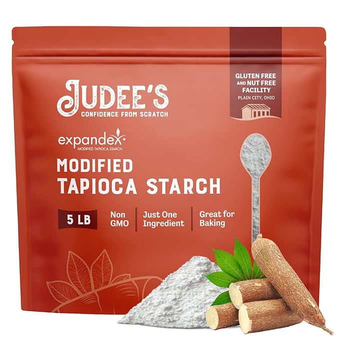 Judee's Gluten Free Expandex Modified Tapioca Starch 5 lb - 100% Non-GMO, Gluten-Free & Nut-Free - USA Packaged - Thickens and Enhances Texture - Great for Making Tortillas, Bread, and Bagels