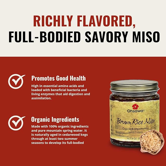 OHSAWA - Organic Yamaki Brown Rice Miso - Macrobiotic, Vegan and Gluten-Free - 9 Oz