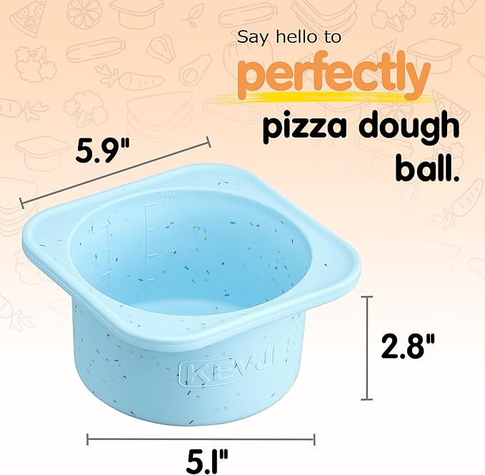 1000ml PLUS Pizza Sourdough Proofing Containers with Air-tight Lids for DIY family Artisan Pizza,Bread,Bagel-Food Grade Silicone -Dishwasher Safe-2 Pack (Aqua-Sprinkles Pattern)