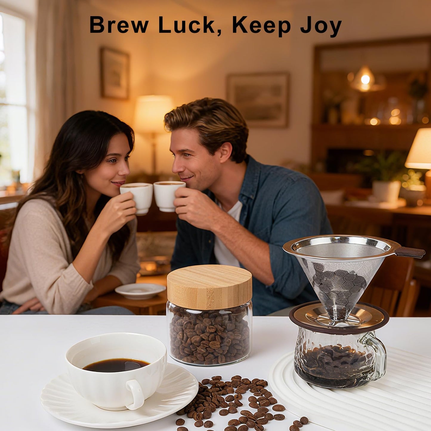 Roogaluckeep Pour Over Coffee Maker, Reusable Stainless Steel Filter