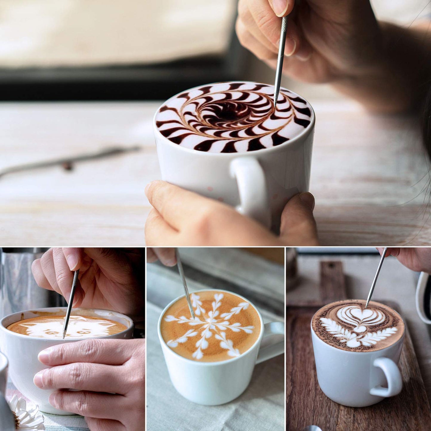 Milk Frothing Pitcher, 8.5oz/12oz/20oz/32oz/50oz/66oz Milk Frother Cup Stainless Steel, Espresso