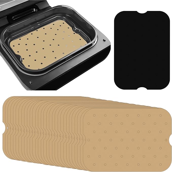 Unbleached Parchment Paper Liners for Ninja Foodi XL Smart FG551 6-in-1 Indoor Grill Accessories, Air Fryer Liners and Reusable Heat Resistant Mat, Accessories by INFRAOVENS