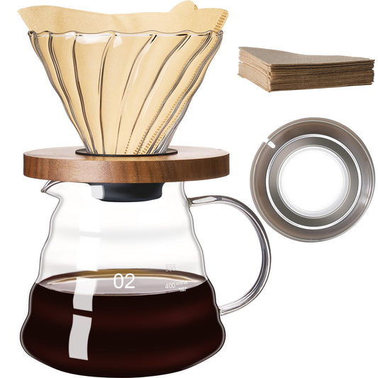 gegewawa Pour Over Coffee Maker Set, Glass Coffee Dripper & Carafe 20 fl oz