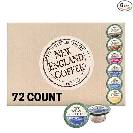 New England Coffee Variety Pack Single Serve Pods, 12ct Box (Pack of 6)