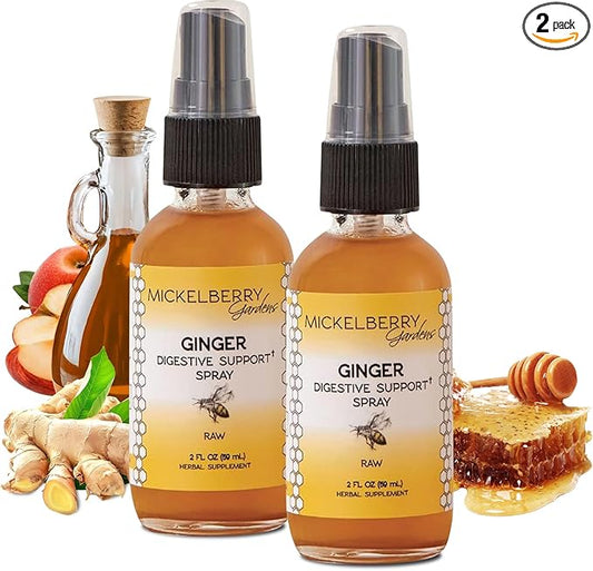 Mickelberry Gardens Immune Support Ginger Honey Spray ??Organic Ginger Shots & Syrup for Immunity Boost, Digestive Health, and Wellness ??2 Oz (Pack of 2)