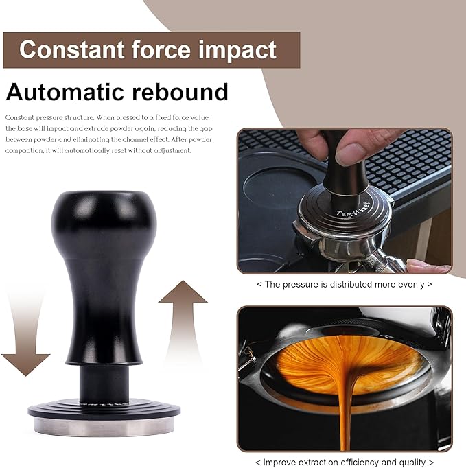 45.5mm Espresso Tamper - Professional Stainless Steel Coffee Press with Ergonomic Handle, Barista-Grade Espresso Accessories