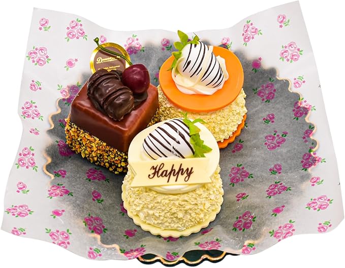 Wax Paper Sheets Food Colored Candy Baking Greaseproof Wrapping Paper For Christmas Rose Pattern (100Sheets)