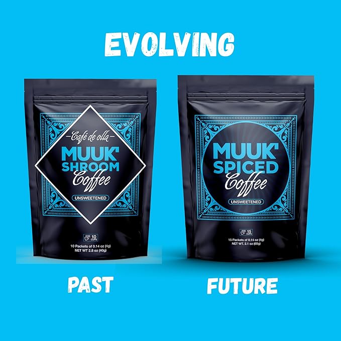 MUUK' SPICED COFFEE | Organic Mushroom Coffee | Cacao, Cinnamon & Cardamom | Adaptogen Mushroom Blend | Better Focus, More Energy and Stronger Immune Defense | 15 CUPS
