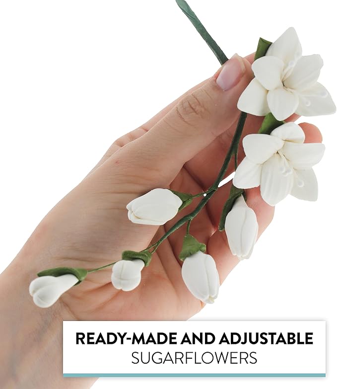 Global Sugar Art Freesia Sugar Cake Flowers Filler Spray, White, 3 Count by Chef Alan Tetreault