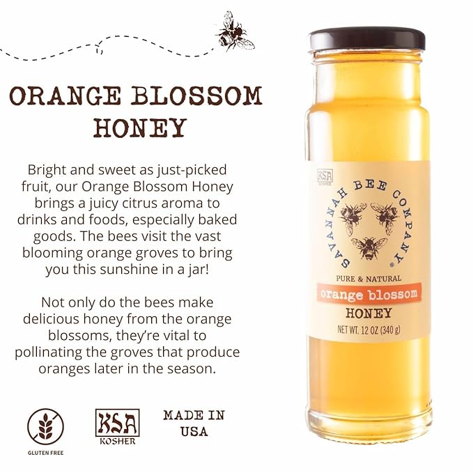 Savannah Bee Company Honey - Pure, Natural, Organic Raw Honey (12.00 Ounce (Pack of 1), Orange Blossom)