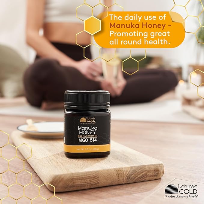 Nature’s Gold Raw Manuka Honey, Certified MGO 514+ | Authentic MGO, Australian Honey, Non-GMO, 100% Pure Genuine Traceable from Hive to Home (17.6oz)
