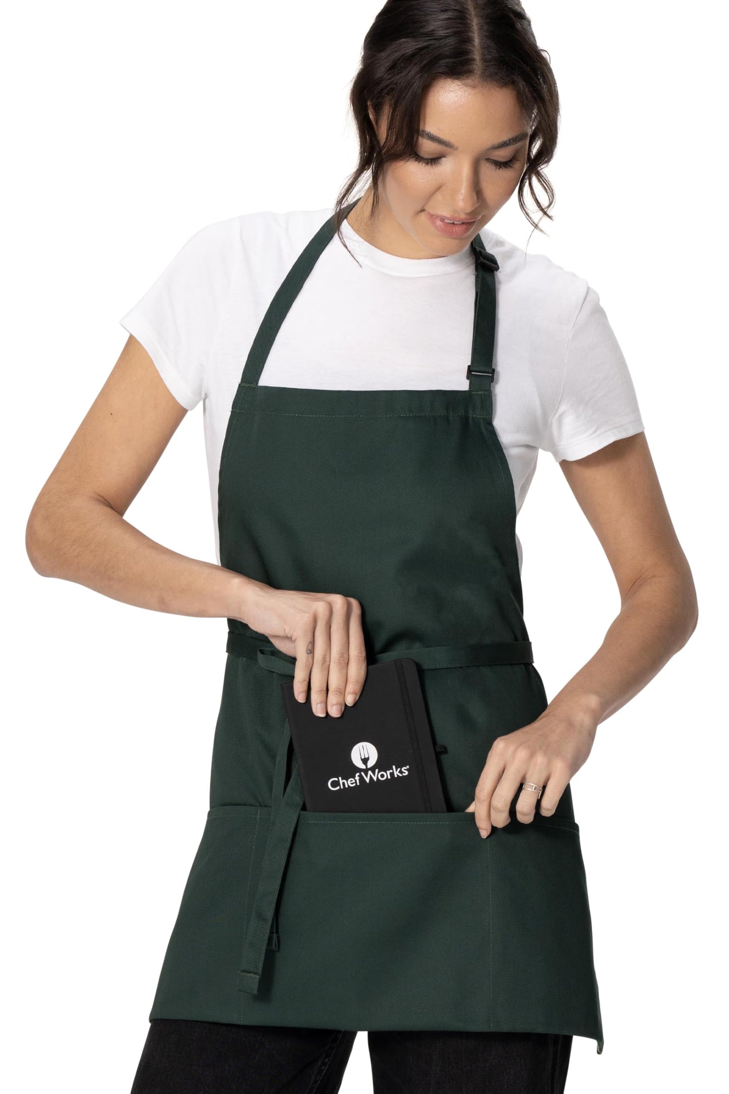 Chef Works Unisex Three Pocket Apron, Hunter Green, One Size