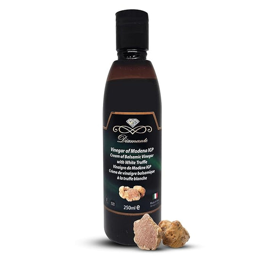 Diamante Italy Cream of Balsamic Vinegar with White Truffle Vinegar of Modena IGP - Gourmet & Luxurious Vinegar for Dressing, Dipping & Glazing - Non GMO & Made in Italy - 250ml