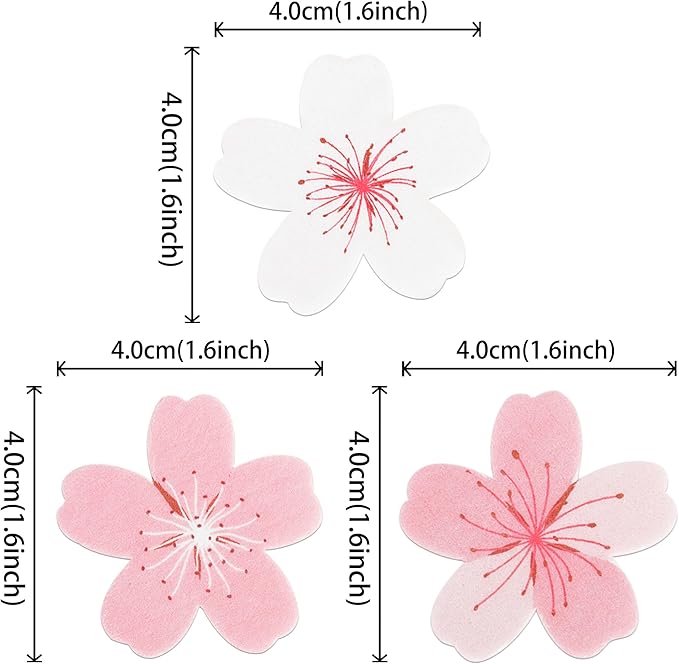 Rsstarxi 60 Pack Edible Cherry Blossoms Cupcake Toppers Rice Paper Cherry Blossoms Flowers Cupcake Picks for Baby Shower Wedding Birthday Party Cake Decorations Supplies