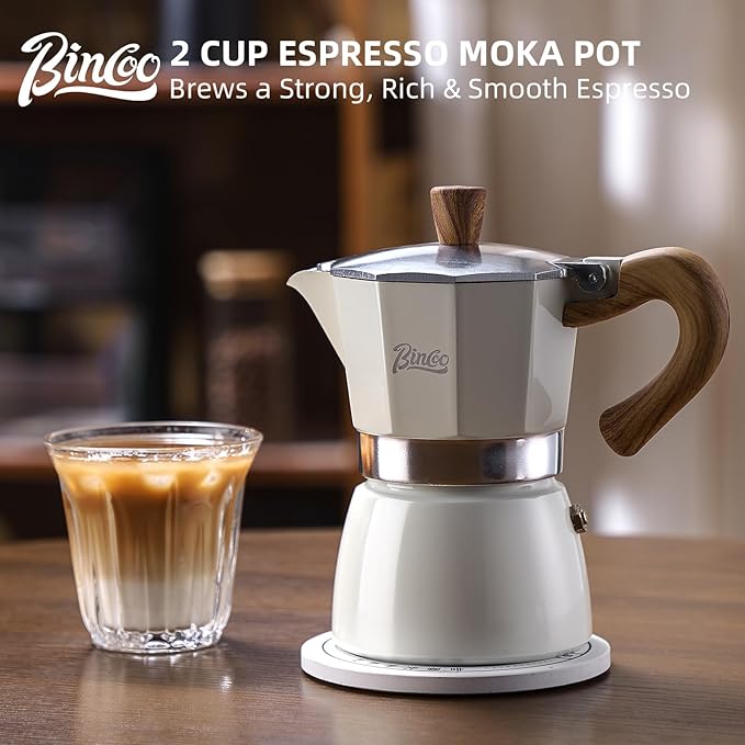 Bincoo Espresso Maker Stovetop,Camping Moka Pot 2 Cup/120ML,Stove Top Espresso Italian Coffee Maker,Easy to Use