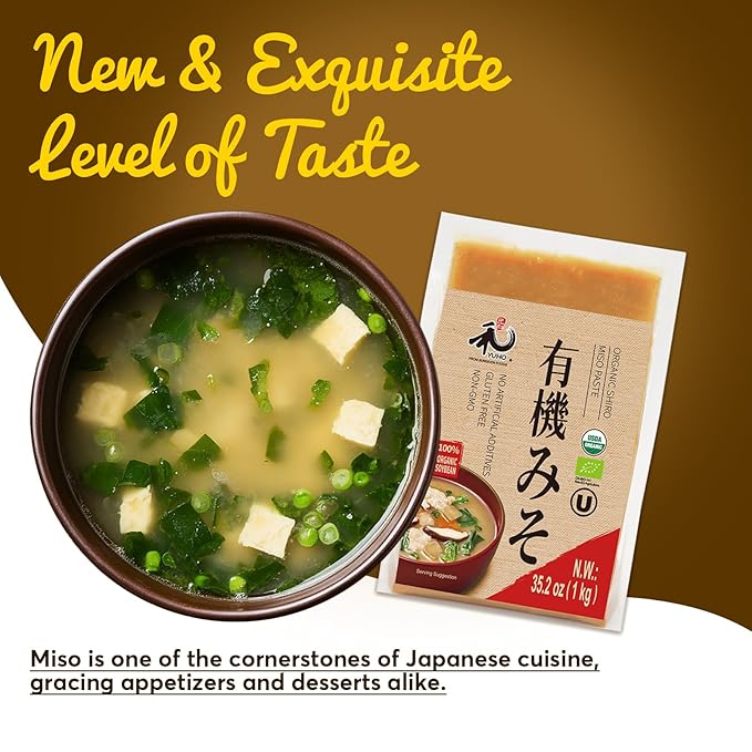 YUHO Organic Miso Paste 2.2lbs Kosher Gluten-Free No Preservatives No MSG USDA EU Organic 35.2Oz