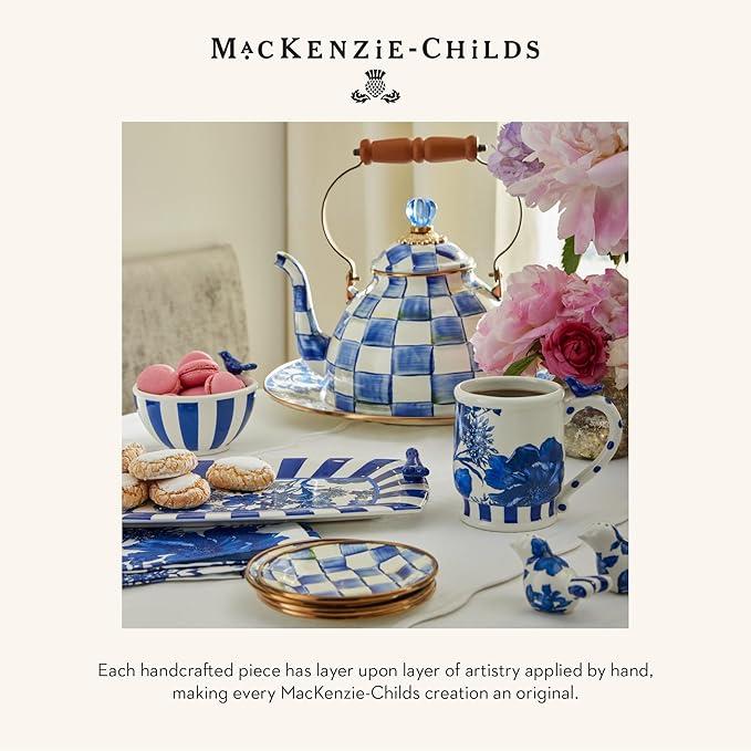MACKENZIE-CHILDS Cotton Dish Towel, Cute Decorative Kitchen Dish Towel for Cleaning and Home Decor, Set of 1, Hydrangea Tea Kettle