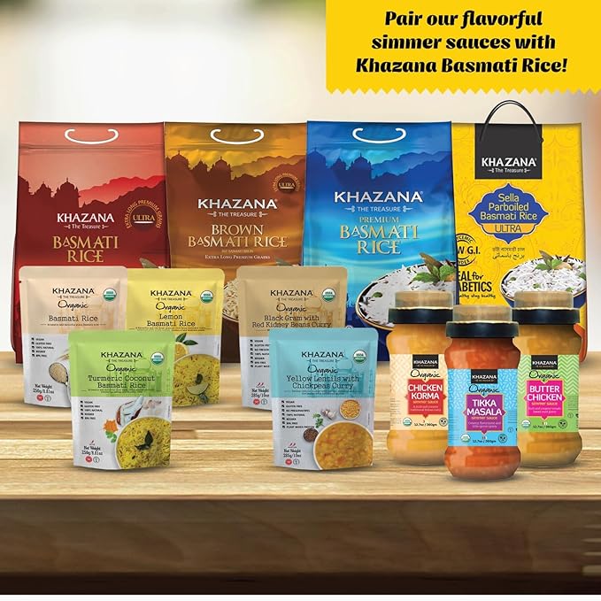 Khazana ORGANIC Chicken Korma Indian Simmer Sauce - 6 x 12.7oz Jars | Non-GMO, Vegan, Gluten Free, Kosher | Authentic Indian Meals Made Easy at Home!