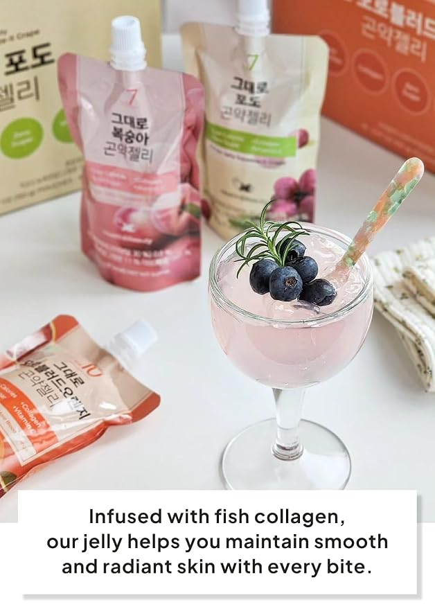 Korean Food Low Calories Squeeze Konjac Jelly Grape Flavor, Fish Collagen, Vitamin, Zero Sugar, Chewier Texture, Health&Beauty (Net WT 5.07 oz, Pack of 10) ?¨ㅼë¹??»━