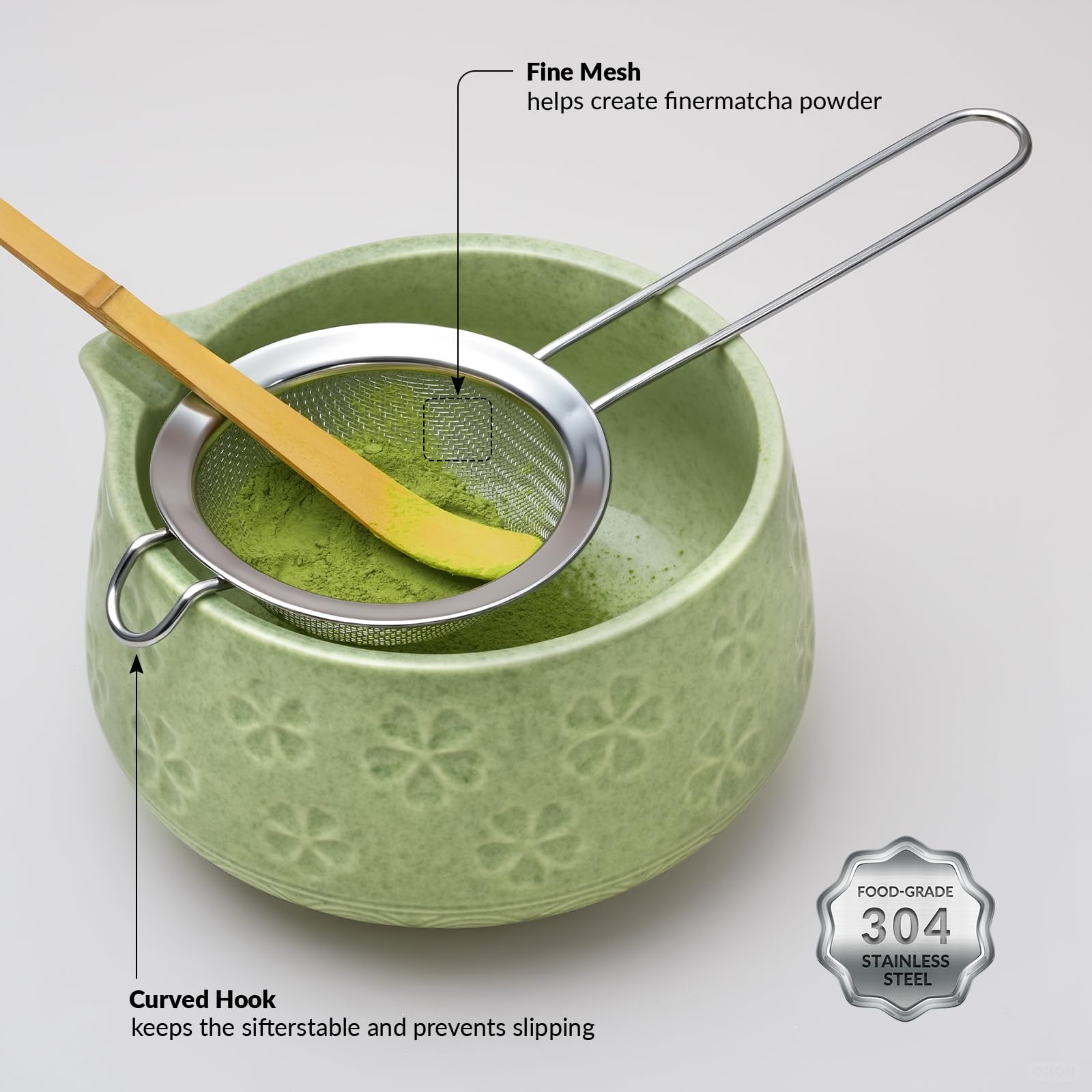 Jidkuld Matcha Whisk Set, Matcha Kit Gifts for Matcha Lovers, Mottled Green
