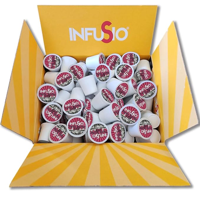 InfuSio Coffee Pods 96 Count Fratello Hazelnut Liqueur Flavored Medium Roast Single serve Coffee pods for Keurig K Cups Brewers - InfuSio Premium Roasted Keurig 2.0 Compatible