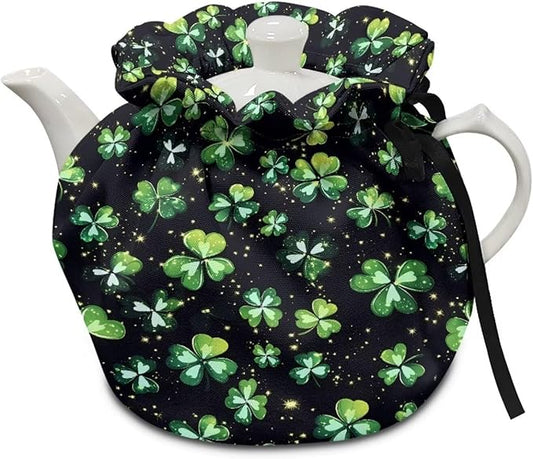 Clover Tea Cosy Cover of Teapots St Patrick Tea Pot Dust Cover with Elastic Band Insulated Kettle Cover Breakfast Warmer for Home Kitchen Decorative Accessories