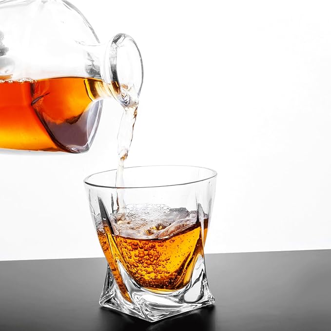 KANARS Old Fashioned Whiskey Glasses with Luxury Box - 10 Oz Twisted Liquor Tumblers for Scotch, Bourbon, and Cocktail Drinks - Set of 2 - Men Gift for Housewarming Birthday Anniversary