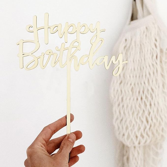 Wooden Happy Birthday Cake Toppers, Birthday Party Decoration Supplies, Premium Quality Decoration(Design 02)
