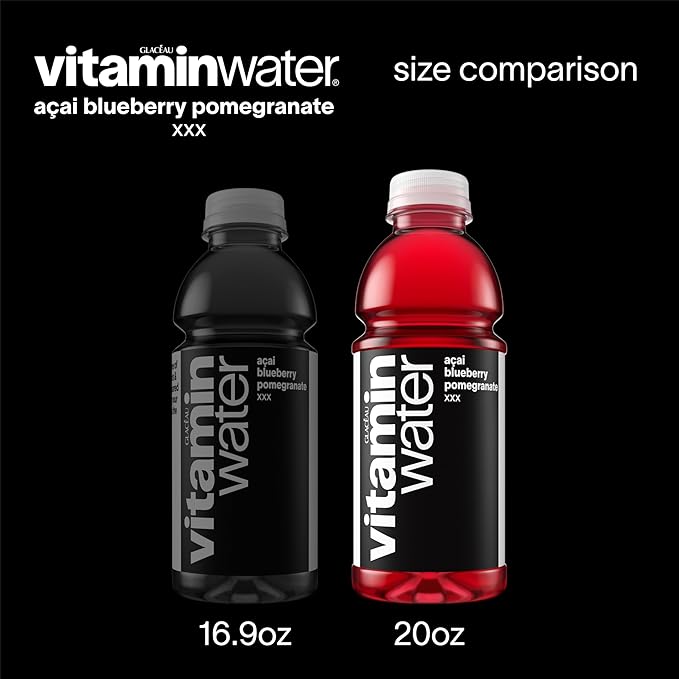 vitaminwater XXX A챌ai Blueberry Pomegranate Nutrient Enhanced Flavored Water Beverage, 20 fl oz Bottles, 12 Pack