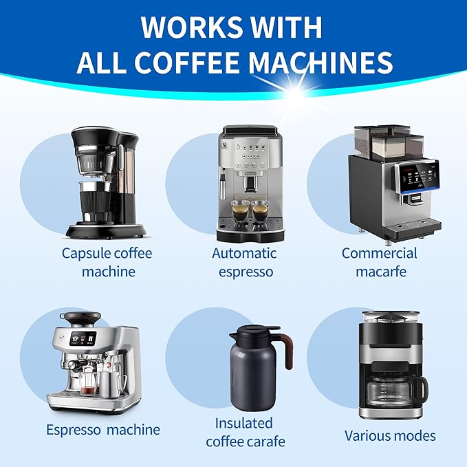 48Pack Coffee Machine Cleaner Descaler Tablets,Espresso Machine Cleaning Tabs,Cleaning Coffee Maker Accessories,Descaling Solution For CoffeeMaker-Odor-Free-2 Years Supply Compatible With Most Brands