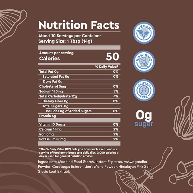 360 Nutrition Instant Mushroom Coffee with Cordyceps, Lion?™s Mane Superfood Mushrooms and Ashwagandha for Cognitive Balance, Memory and Focus | Dark Roast, No Added Sugar 5 oz (Focus Blend)