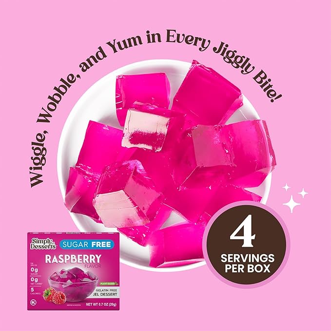 Simply Desserts Sugar-Free Raspberry Jel, 6-Pack ??Vegan Dessert, Keto Snacks, Diabetic Friendly & Kosher, 1.7 Oz Ea