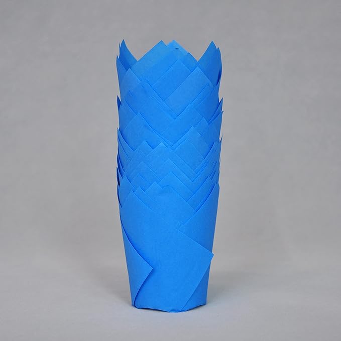 Muffin Greaseproof paper Baking cupcake cups, 2" x 3 1/2" Blue Tulip Baking Cup Case of 125 pcs (Standard Size)(125, Blue)