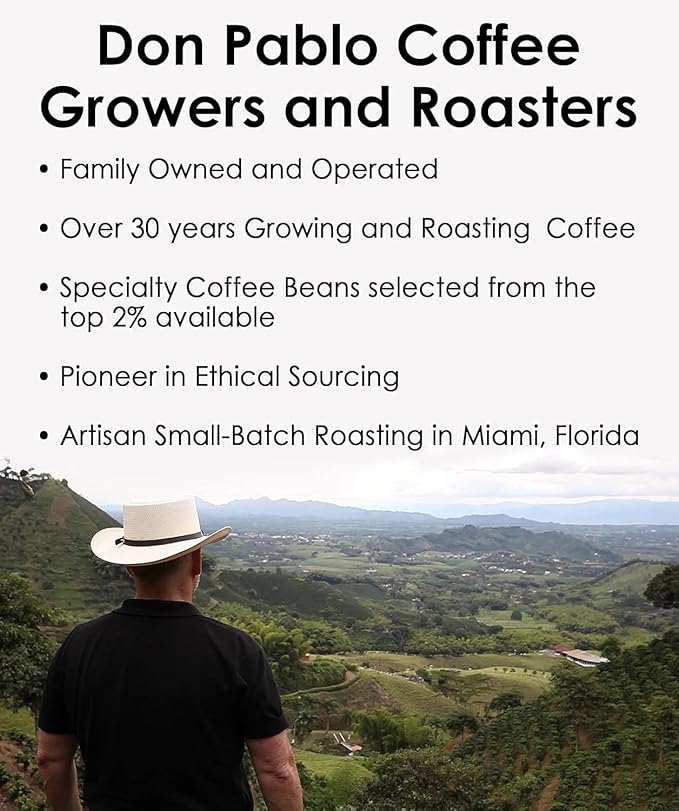 5LB Don Pablo Gourmet Coffee - Brazil Cerrado - Medium Dark Roast - Whole Bean Coffee - 100% Arabica Beans - Low Acidity and Non-GMO - 5lb bag
