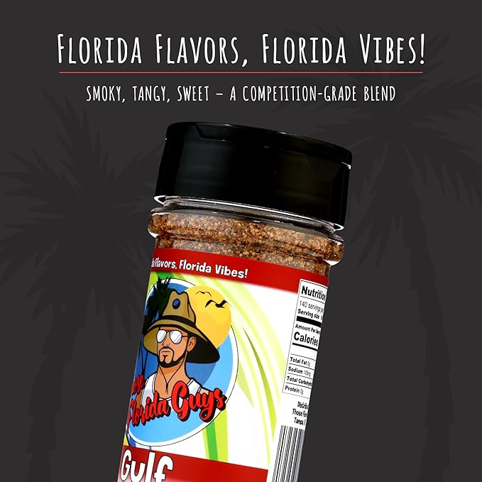Gulf bbq Seasoning - Unique Blend of Smoky, Tangy, Sweet Heat for Authentic Florida bbq Flavor, 130g - Perfect Grilling Seasonings and Rubs for Beef, Pork, Chicken, Venison & More