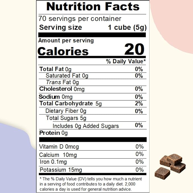 FOODHO GABA Joy Cubes Brown Sugar Cubes Health Blend with Ginger, Longan and Red Dates, Natural Muscovado Sugar, Soothing Ginger Tea, No Preservatives, 70 cubes