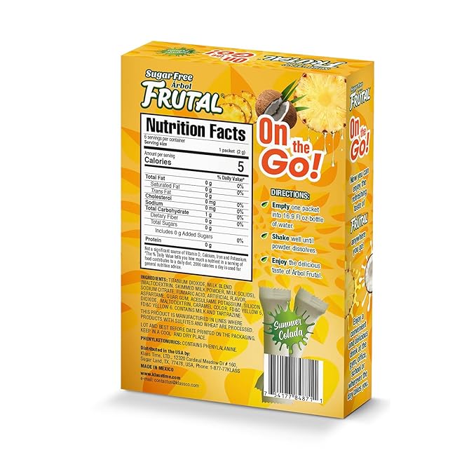 Frutal On-The-Go! | Powdered Drink Mix Pina Colada - Flavored Sugar Free! ??Single Serve On The Go! - Powder Sticks Packets (30 Count of Stick Packs)
