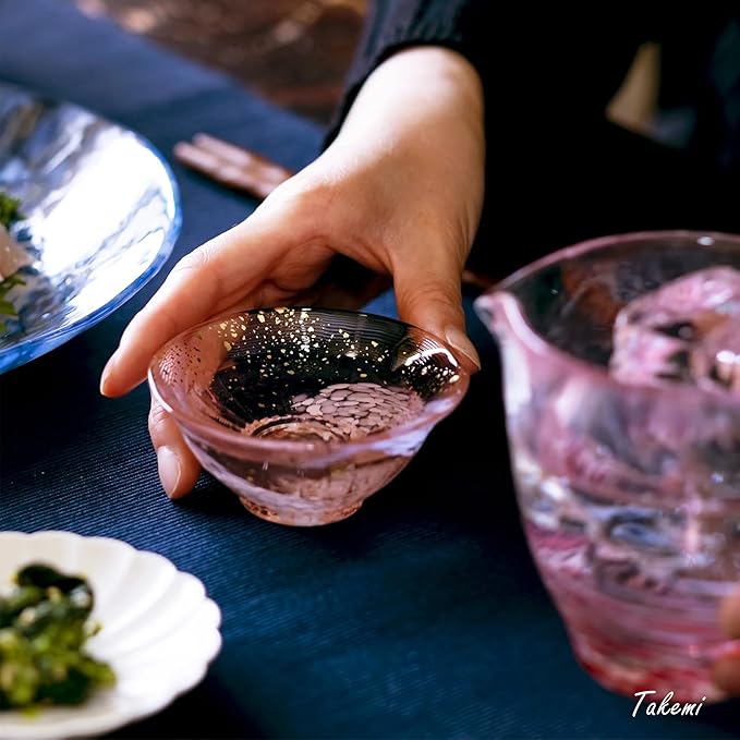 Japanese sake glass Handcrafted Mini Glass Set Elegant Japanese Sake Cups Perfect for Any Occasion Made in Japan (Sakura and Early summer, Sake Glass (2.5 fl oz))