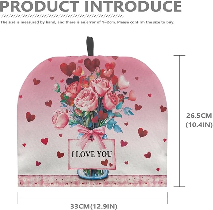 Hudotybom Valentine Rose Tea Cozy for Teapot - Insulated Large Cover to Keep Warm - Machine Washable Coffee Pot Cloth Cover - Valentine's Day Decorations