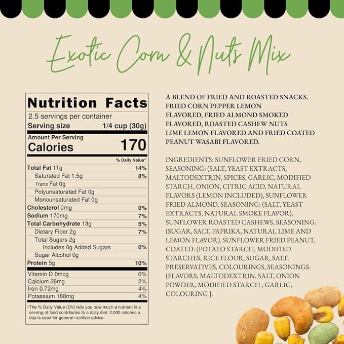 M체ix Snacks, Special Flavor Trail Mix, Exotic Mix, Mix Snacks (Smoked Almond, Citrus Cashew, Peppper Lemon Corn, Wasabi Peanut) - 2.3 Ounce Bags (Pack of 16 Bags)