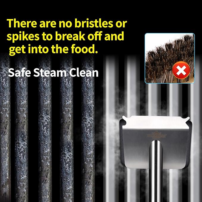 Steam Grill Brush Bristle Free,[Ultra Safe & Efficient] Grill Cleaner for Outdoor Grill,BBQ Replaceable Scraper Cleaning Head,Grill Brush BBQ Accessories,Gifts for Men/Dad ??,<div>