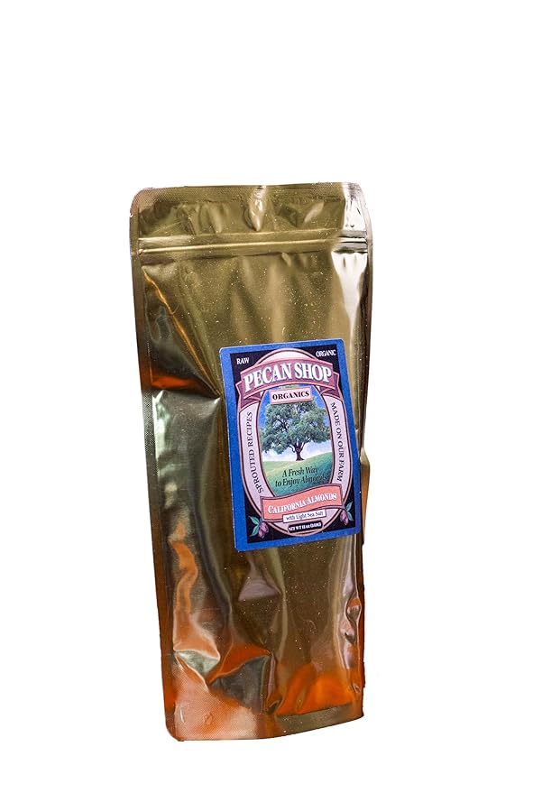 Pecan Shop Sprouted Raw Organic California Almonds 12 oz - Light Sea Salt Family Recipe Crispy
